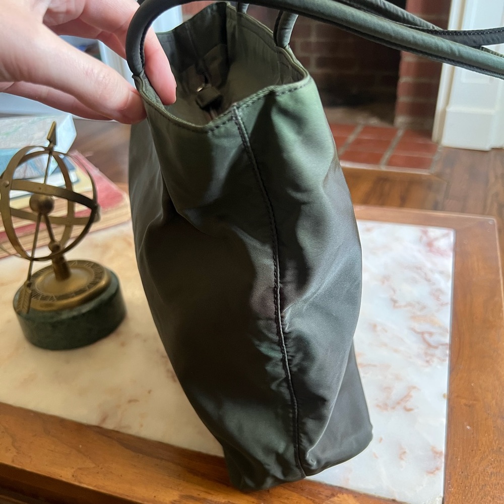 Prada Dark Green Tessuto Nylon Logo Zipper - Picture 3 of 9